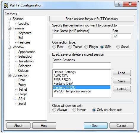 putty login