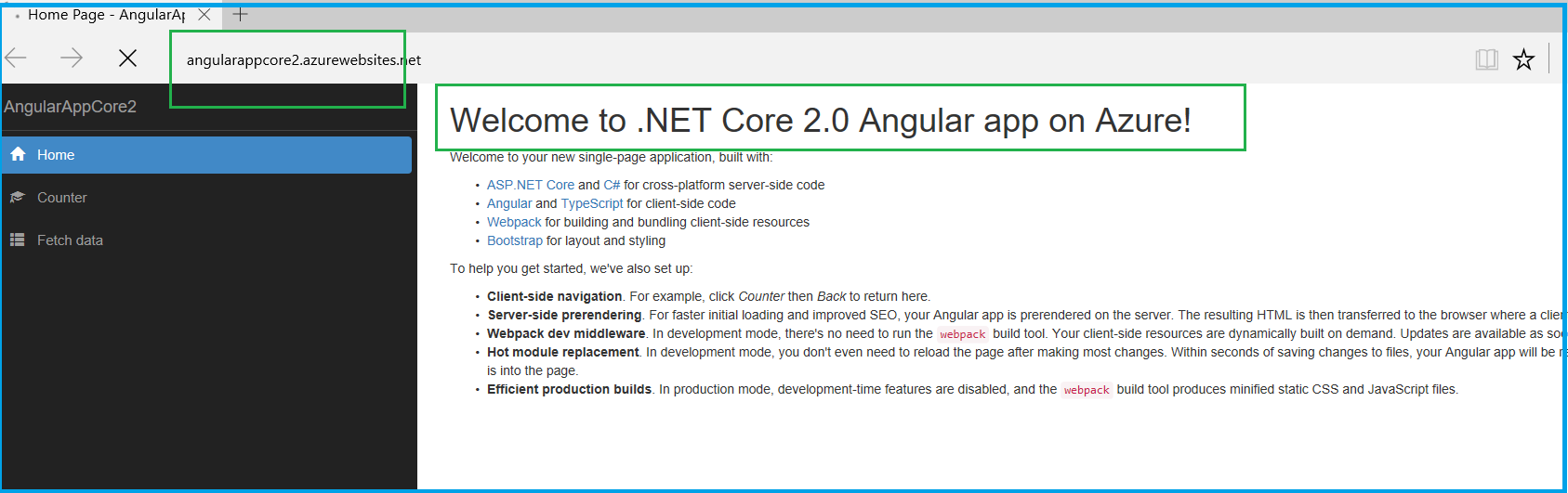 web application running with changes